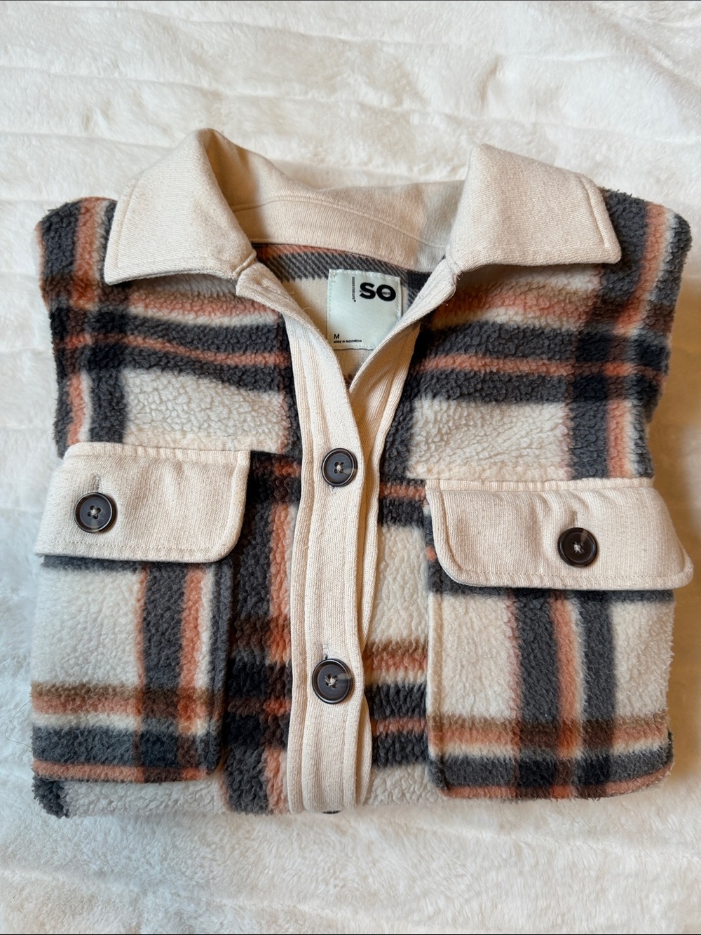 Plaid Button Sherpa Shacket